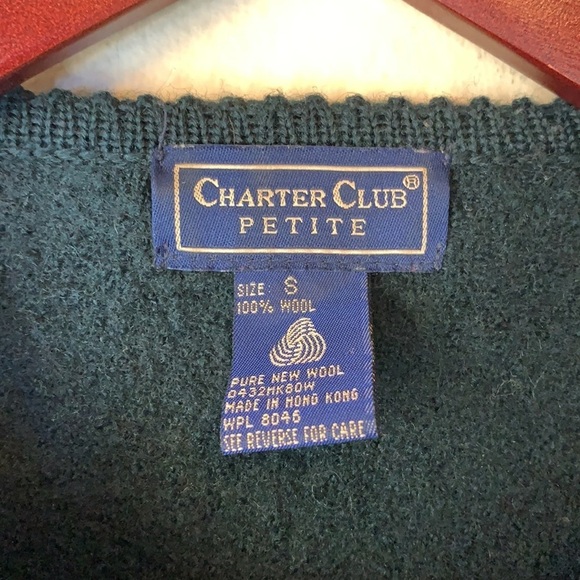 VTG Charter Club Boiled Wool Button Front Cropped Tailored Jacket Womens Small - Picture 11 of 12